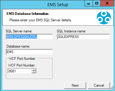 EMS Setup Database Information