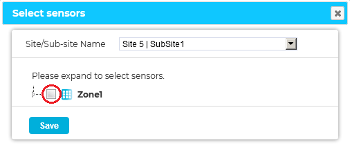 Select Sensors - Zone Select All Tick Box
