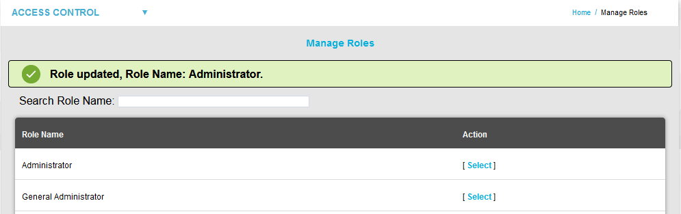 Role Updated Manage Roles