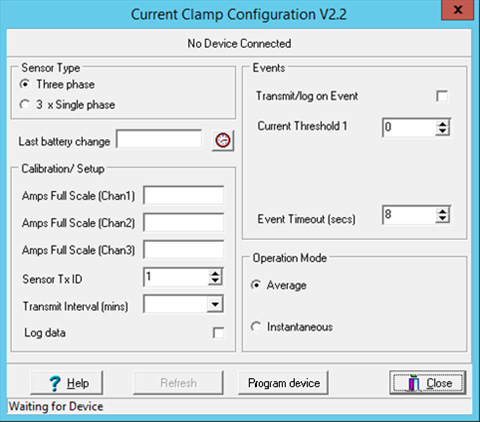 Current Clamp Configuration window