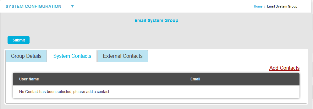 Email System Group System Contacts