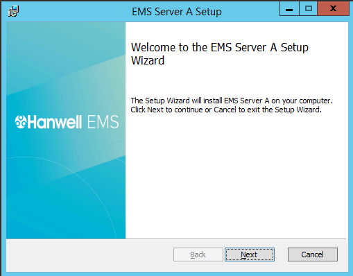 EMS Server Setup Initial Window