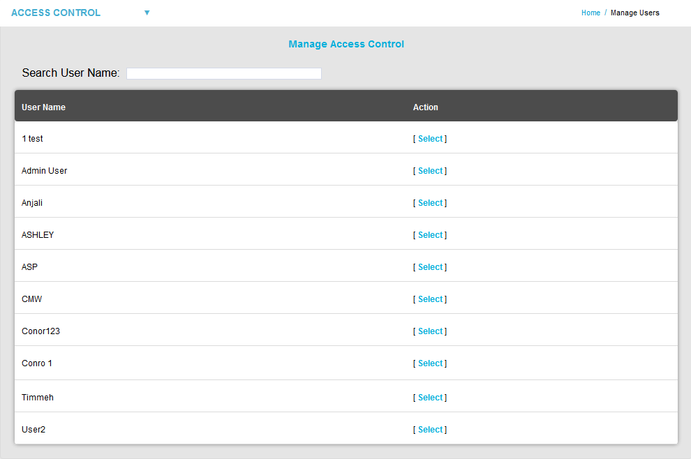 Archive Select a User to Manage2