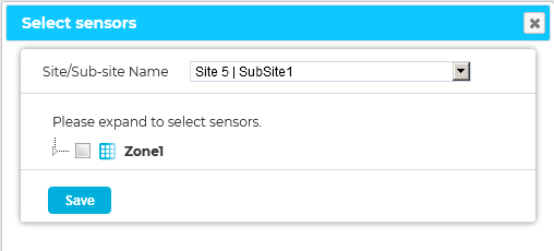 Select Sensors List of Zones