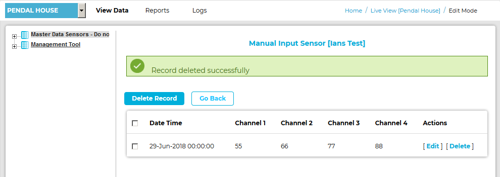 Manual Data Set Deleted Successfully