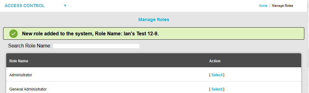 Manage Roles Green Dialog