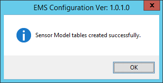 EMS Config Sensor Model Tables Created Successfully