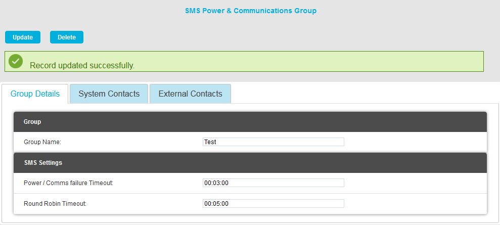 SMS Power and Comms Updated Successfully
