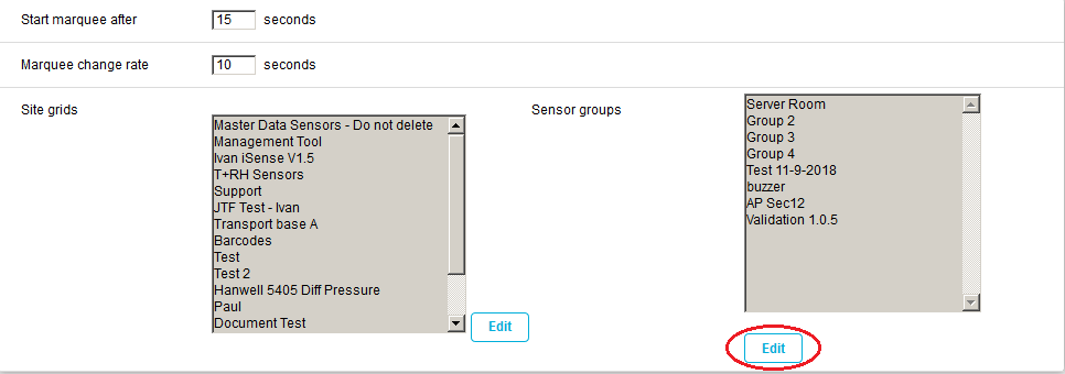 Select Sensor Groups for Marquee View