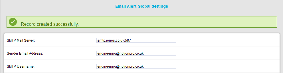 Email Alert Global Settings Record Created