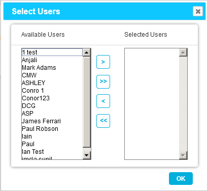 Select Users for Reports Group