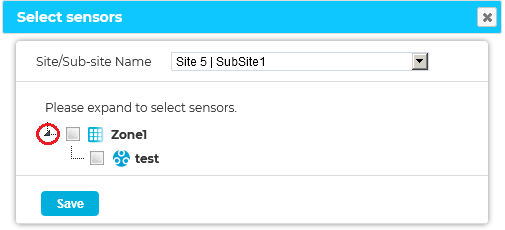 Select Sensors Zone Sensors List