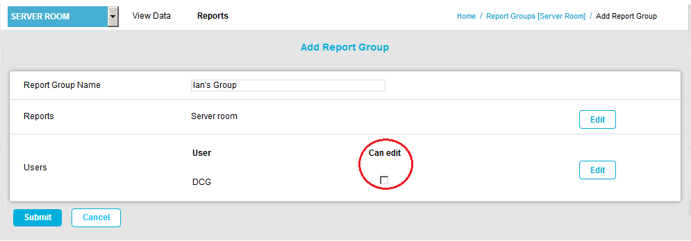 Can edit Add Report Group