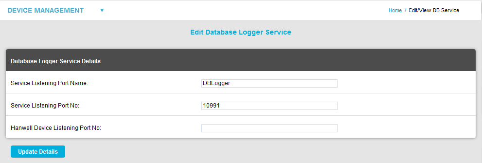 Edit Database Logger Service