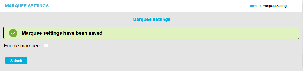 Marquee settings displayed dialog Marquee View Off
