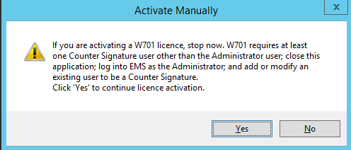 Activate Manually Warning Window