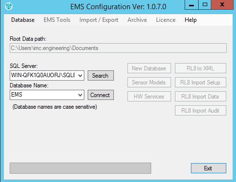 EMS Config Toll Main Window